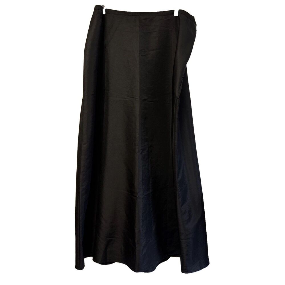 Notations Woman Maxi Black Skirt 1X Zip Button Chiffon Formal Classic Minimalist
